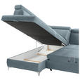 ECKSOFA Hellblau Mikrofaser  - Chromfarben/Hellblau, KONVENTIONELL, Textil/Metall (206/271cm) - Carryhome