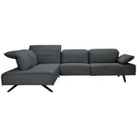 ECKSOFA  in Echtleder Grau  230/290 cm  - Anthrazit/Grau, Design, Leder/Metall (230/290cm) - Johann Jakob