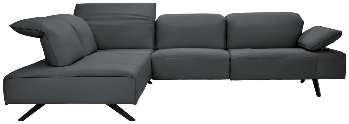 ECKSOFA  in Echtleder Grau  230/290 cm  - Anthrazit/Grau, Design, Leder/Metall (230/290cm) - Johann Jakob