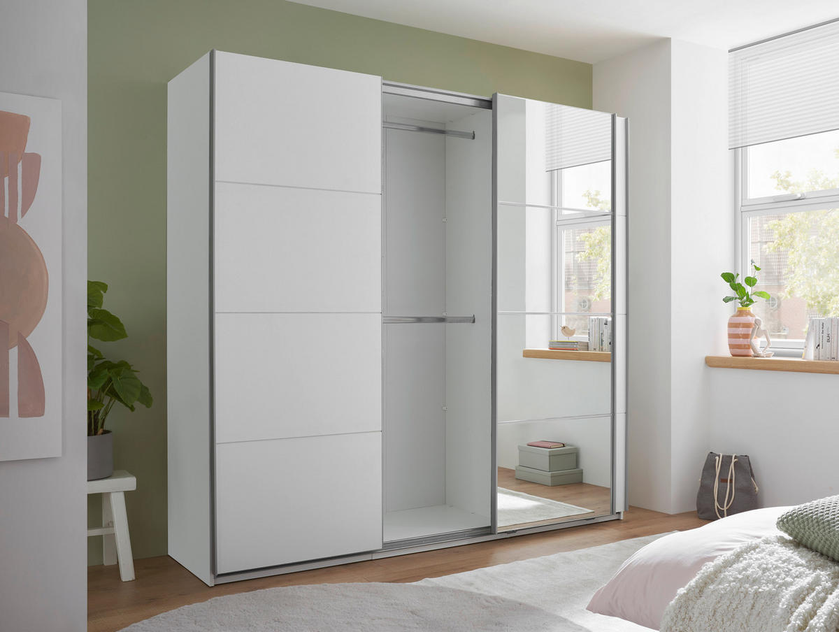 ORMAR S KLIZNIM VRATIMA bijela   - bijela/boje aluminija, Konvencionalno, staklo/drvni materijal (215/204/63cm) - Hom`in