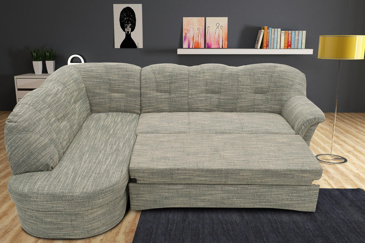 ECKSOFA Grau, Weiß Webstoff  - Schwarz/Weiß, KONVENTIONELL, Kunststoff/Textil (180/243cm) - MID.YOU