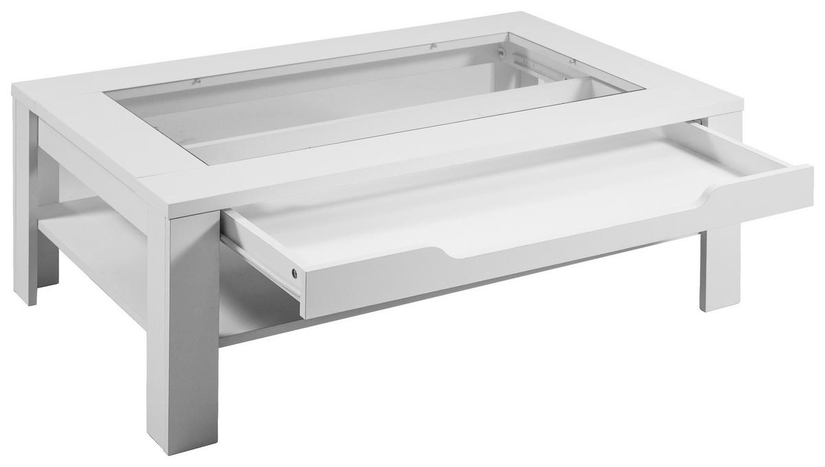 COUCHTISCH in Glas, Holzwerkstoff 110/43/67 cm  - Weiß, MODERN, Glas/Holzwerkstoff (110/43/67cm) - MID.YOU