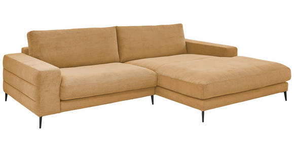 ECKSOFA in Feincord Gelb  - Gelb/Schwarz, Design, Textil/Metall (293/207cm) - Dieter Knoll