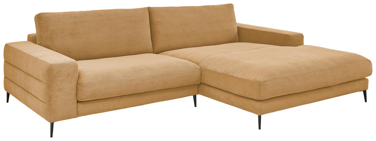 ECKSOFA in Feincord Gelb  - Gelb/Schwarz, Design, Textil/Metall (293/207cm) - Dieter Knoll