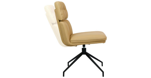 STUHL Echtleder Schwarz, Karamell  - Karamell/Schwarz, Design, Leder/Metall (50/92/64,5cm) - Dieter Knoll