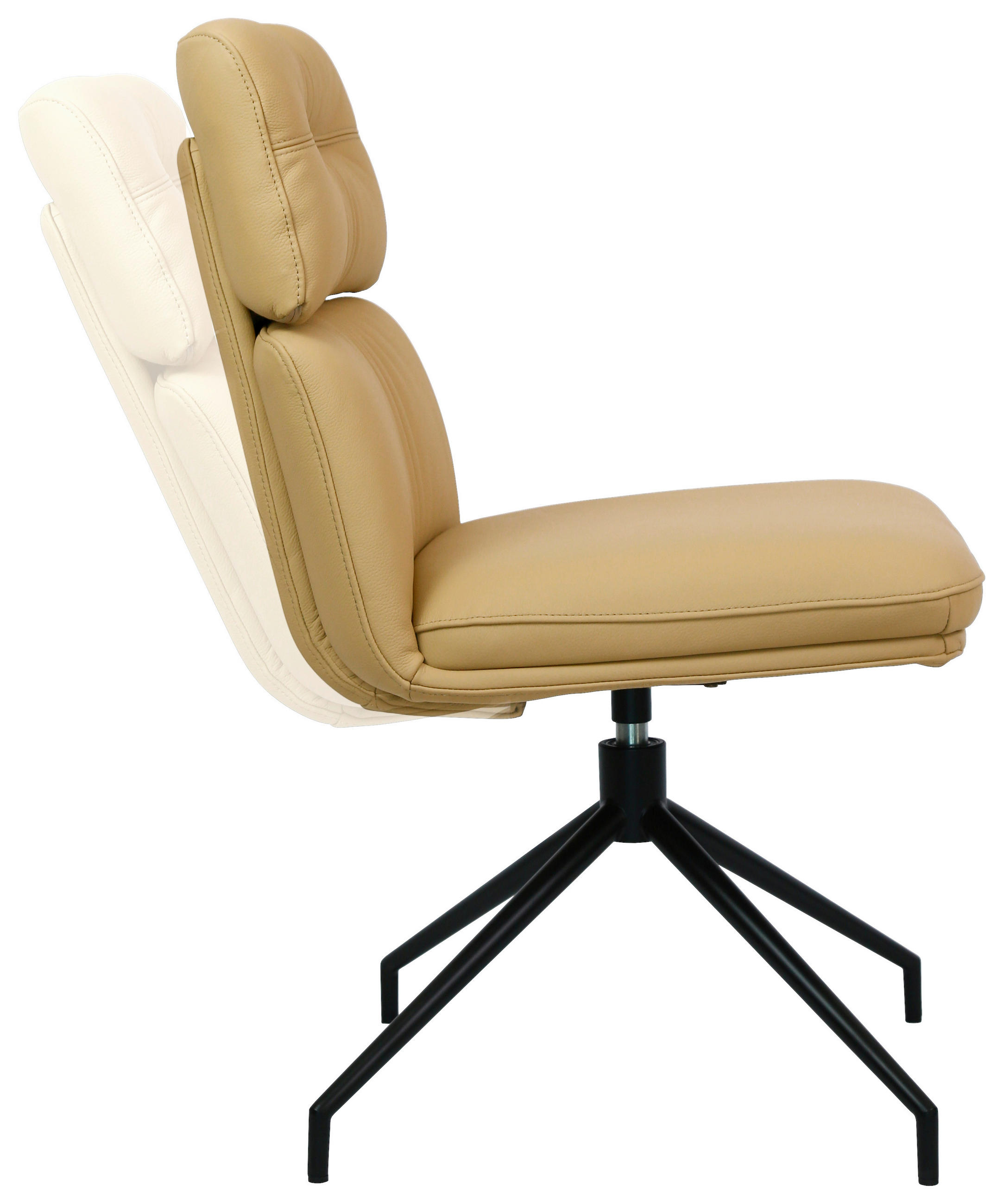 STUHL Echtleder Schwarz, Karamell  - Karamell/Schwarz, Design, Leder/Metall (50/92/64,5cm) - Dieter Knoll