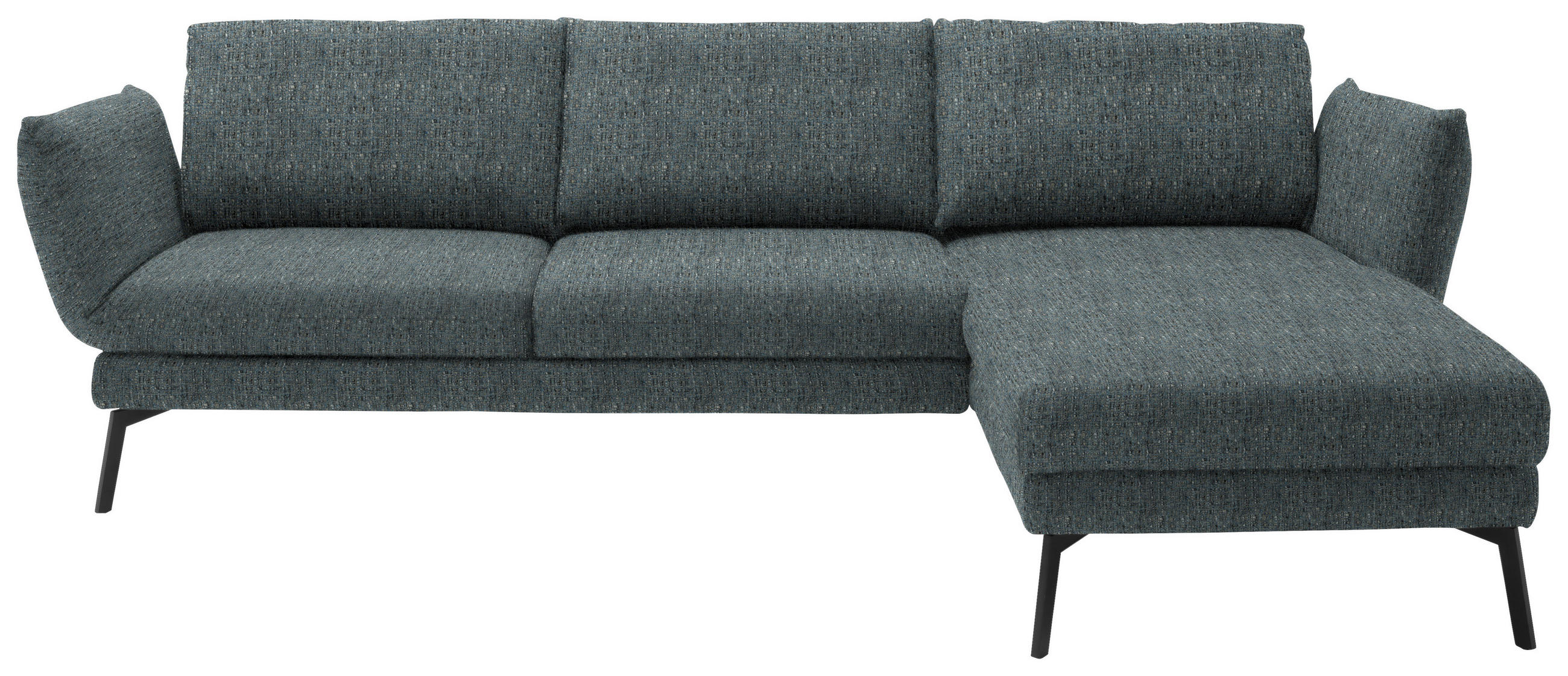 ECKSOFA in Flachgewebe Blaugrau  277/175 cm  - Blaugrau/Schwarz, Design, Textil/Metall (277/175cm) - Schöner Wohnen