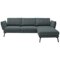 ECKSOFA in Flachgewebe Blaugrau  277/175 cm  - Blaugrau/Schwarz, Design, Textil/Metall (277/175cm) - Schöner Wohnen