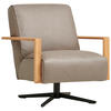 SESSEL in Echtleder Taupe  - Taupe/Wildeiche, Design, Leder/Holz (72/82/86cm) - Koinor