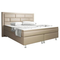 BOXSPRINGBETT 180/200 cm  in Cappuccino  - Silberfarben/Cappuccino, KONVENTIONELL, Leder/Textil (180/200cm) - MID.YOU