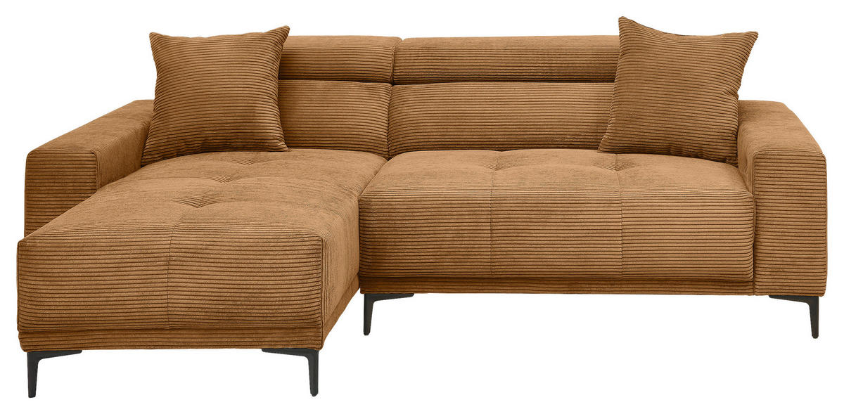 ECKSOFA Cord Goldfarben  - Goldfarben/Schwarz, Basics, Textil/Metall (183/250cm) - Livetastic
