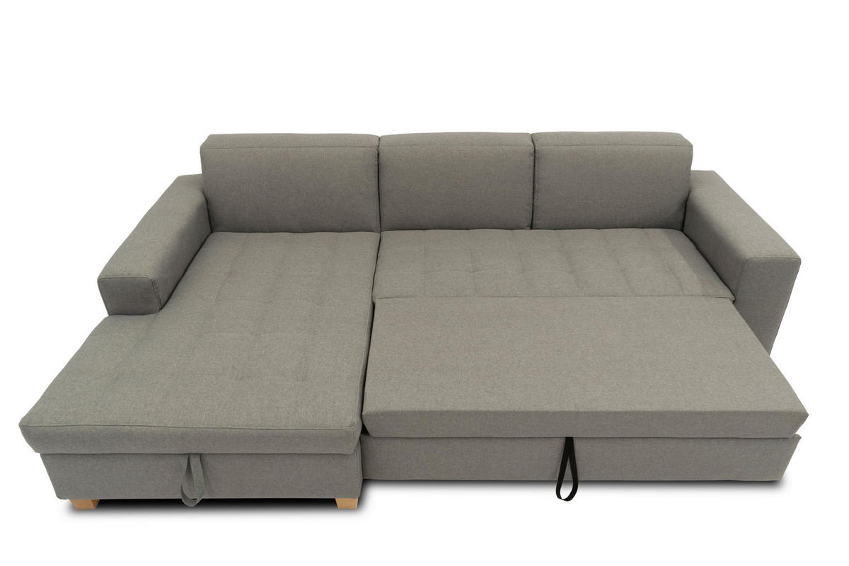 ECKSCHLAFSOFA  SUGAR Silberfarben Webstoff  - Chromfarben/Silberfarben, Basics, Textil/Metall (266/162cm) - MID.YOU