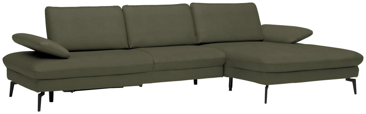 ECKSOFA in Echtleder Grau, Grün  325/157 cm  - Schwarz/Grau, Design, Leder/Metall (325/157cm) - Dieter Knoll