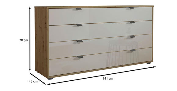 SIDEBOARD 141/70/43 cm  - Schieferfarben/Eiche Bianco, KONVENTIONELL, Glas/Holzwerkstoff (141/70/43cm) - Dieter Knoll