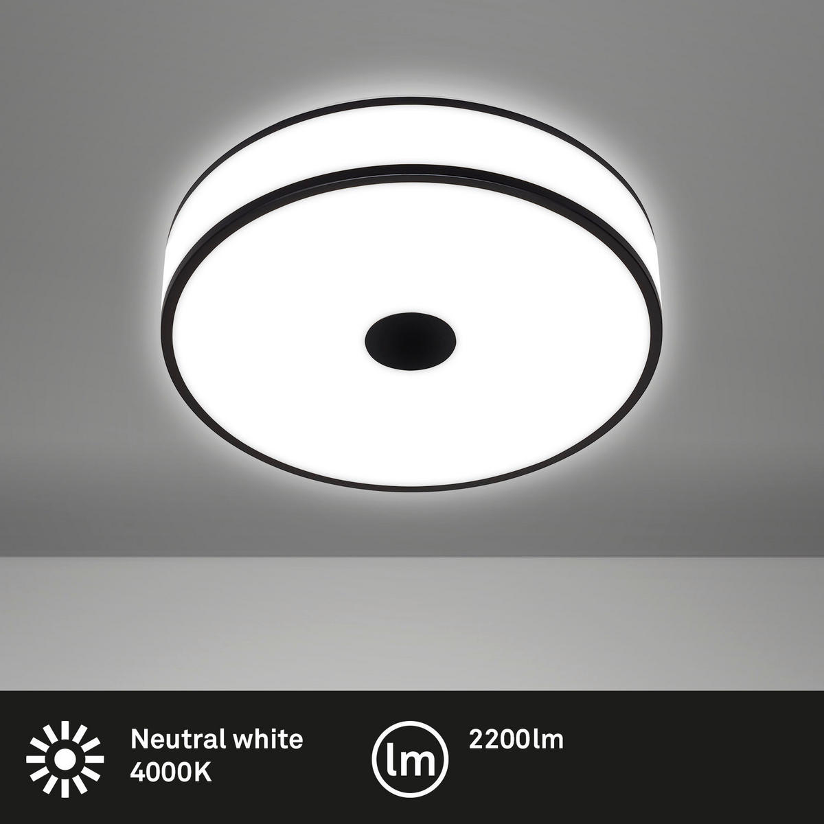 LED PLAFONJERA  - bela/crna, Dizajnerski, metal/plastika (38/9,5cm)