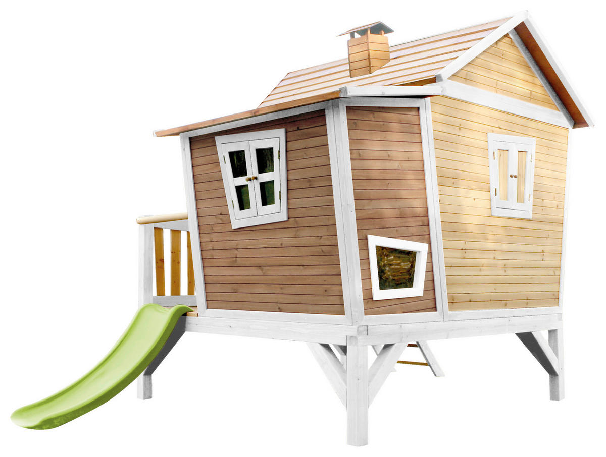 SPIELHAUS 123/12,8/152 cm  - Braun/Weiß, KONVENTIONELL, Holz/Kunststoff (123/12,8/152cm) - Ambia Garden