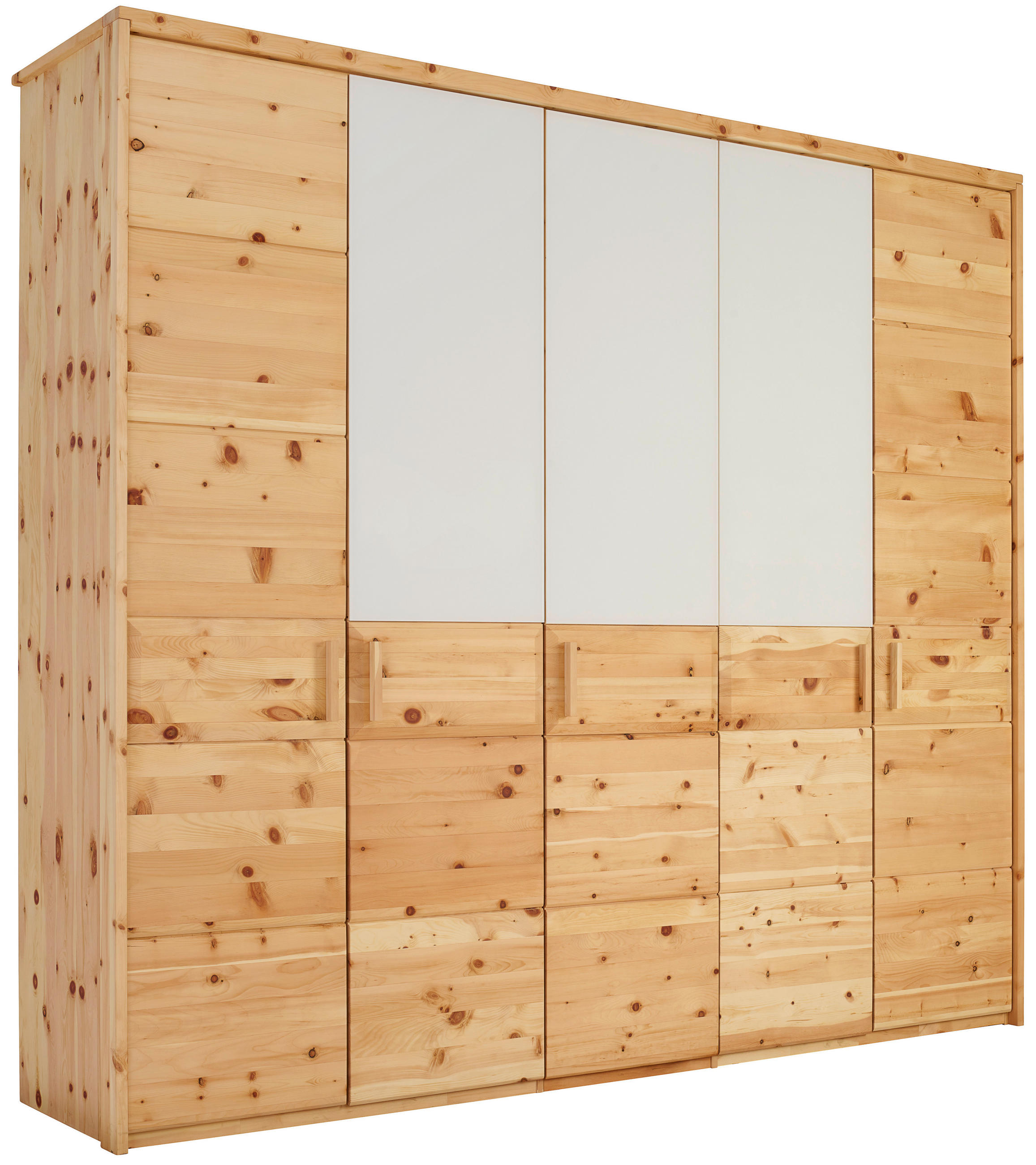 DREHTÜRENSCHRANK  in Weiß, Zirbelkieferfarben  - Zirbelkieferfarben/Weiß, Natur, Glas/Holz (249/225/61cm) - Valnatura