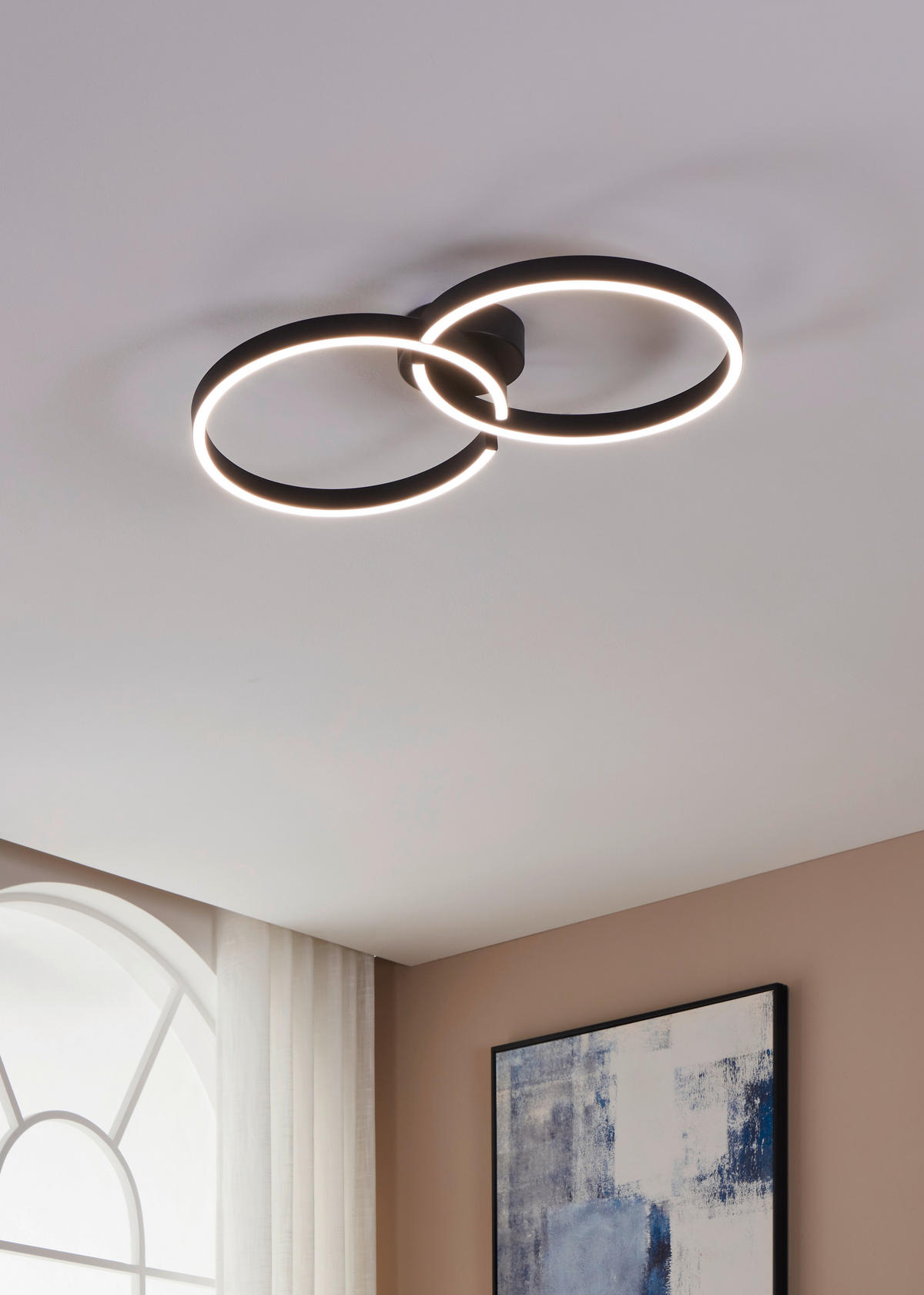 LED-TAKLAMPA Amandolo 38/67,50 cm  - vit/svart, Design, metall/plast (38/67,50cm) - Eglo