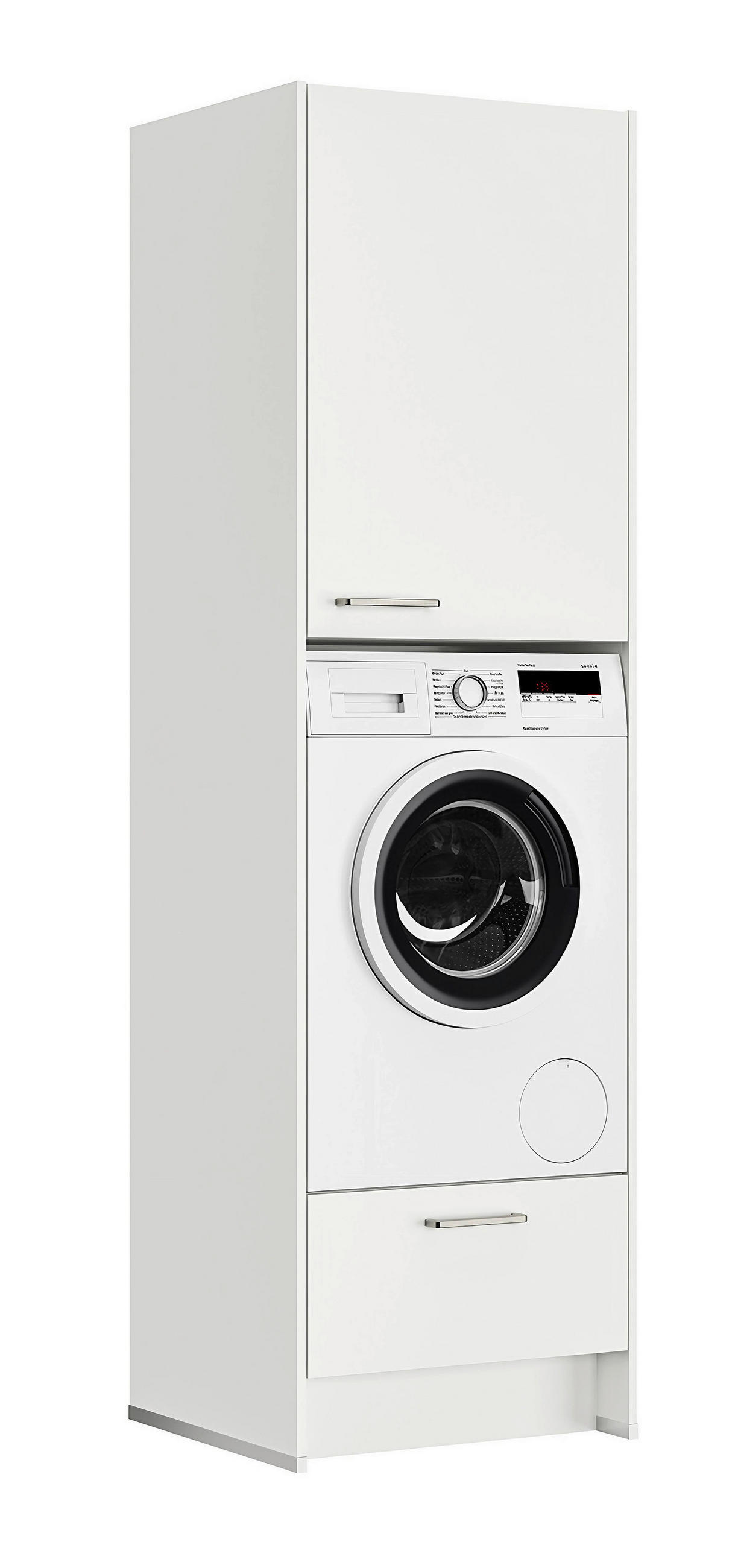 WASCHMASCHINENSCHRANK 63,2/216,6/58,3 cm  in Weiß  - Edelstahlfarben/Weiß, MODERN, Holzwerkstoff/Metall (63,2/216,6/58,3cm) - Nobilia