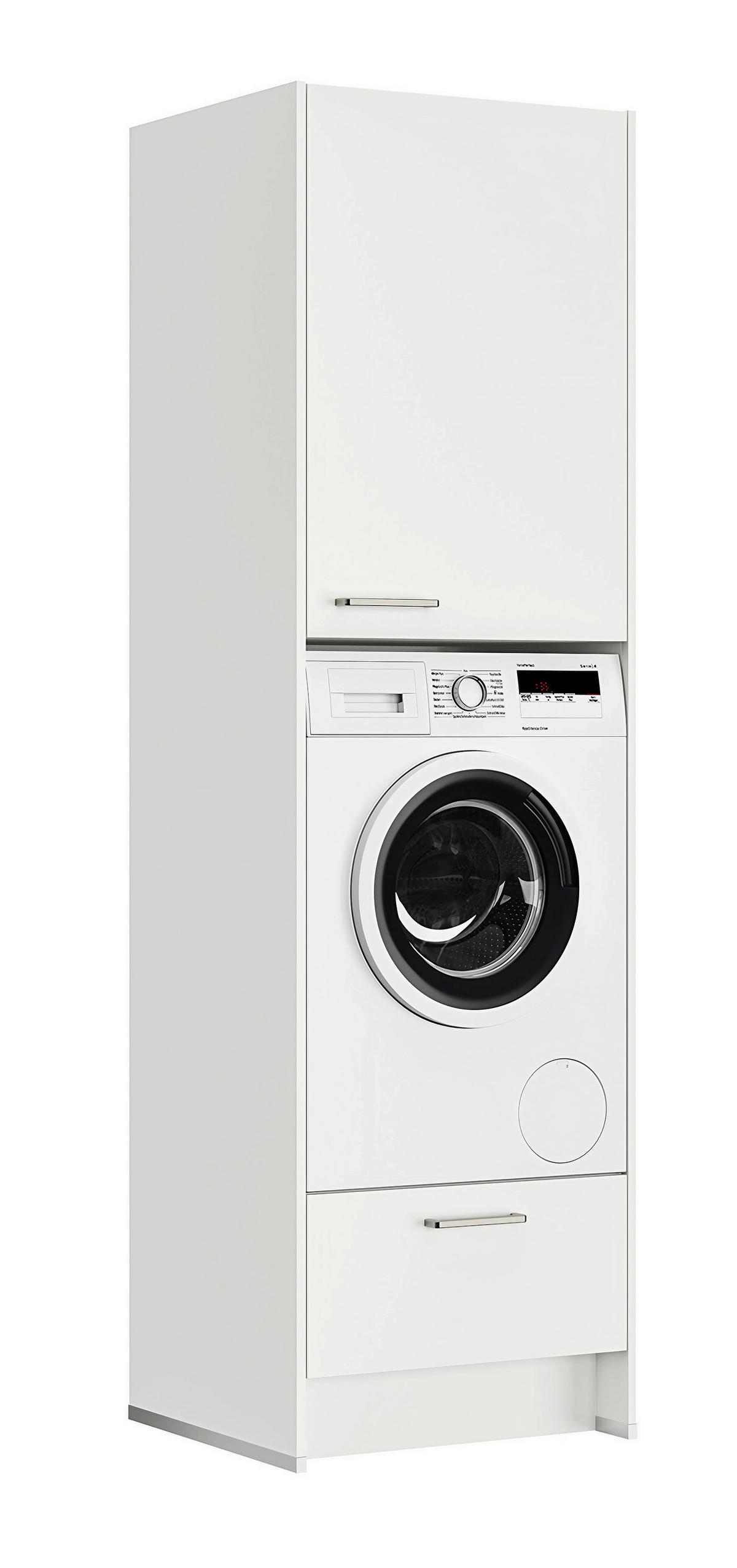 WASCHMASCHINENSCHRANK 63,2/216,6/58,3 cm  in Weiß  - Edelstahlfarben/Weiß, MODERN, Holzwerkstoff/Metall (63,2/216,6/58,3cm) - Nobilia