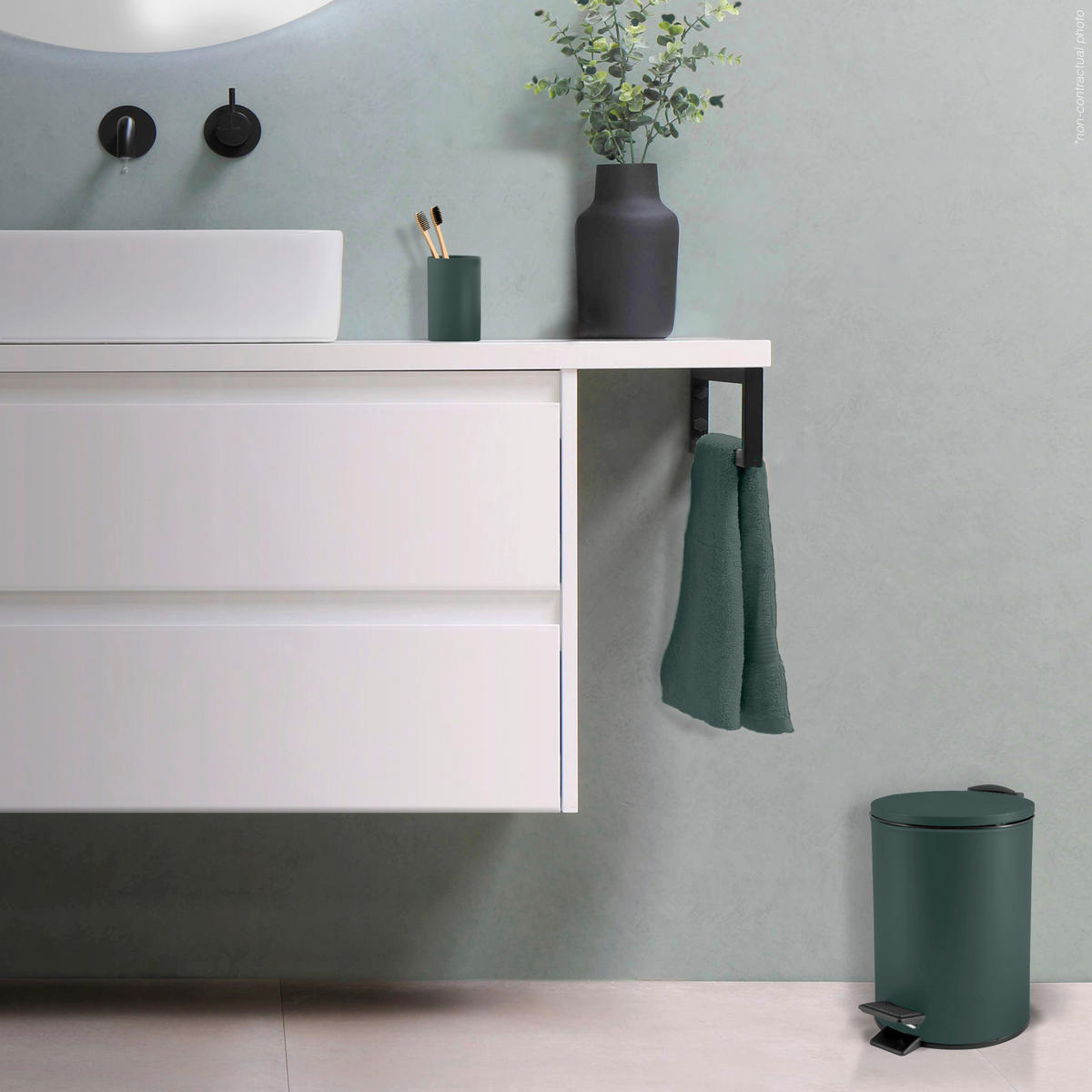 TRETEIMER ADELAR 3 L  - Dunkelgrün/Schwarz, Basics, Kunststoff/Metall (16.80/16.80/25.00cm) - Spirella