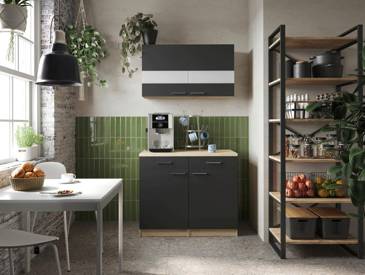 BUFFET 100/200/60 cm  in  - Eichefarben/Silberfarben, Basics, Glas/Holzwerkstoff (100/200/60cm) - Respekta