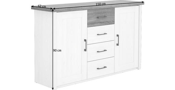 SIDEBOARD Weiß, Eichefarben  - Eichefarben/Weiß, Design, Holzwerkstoff/Metall (150/90/42cm) - Carryhome