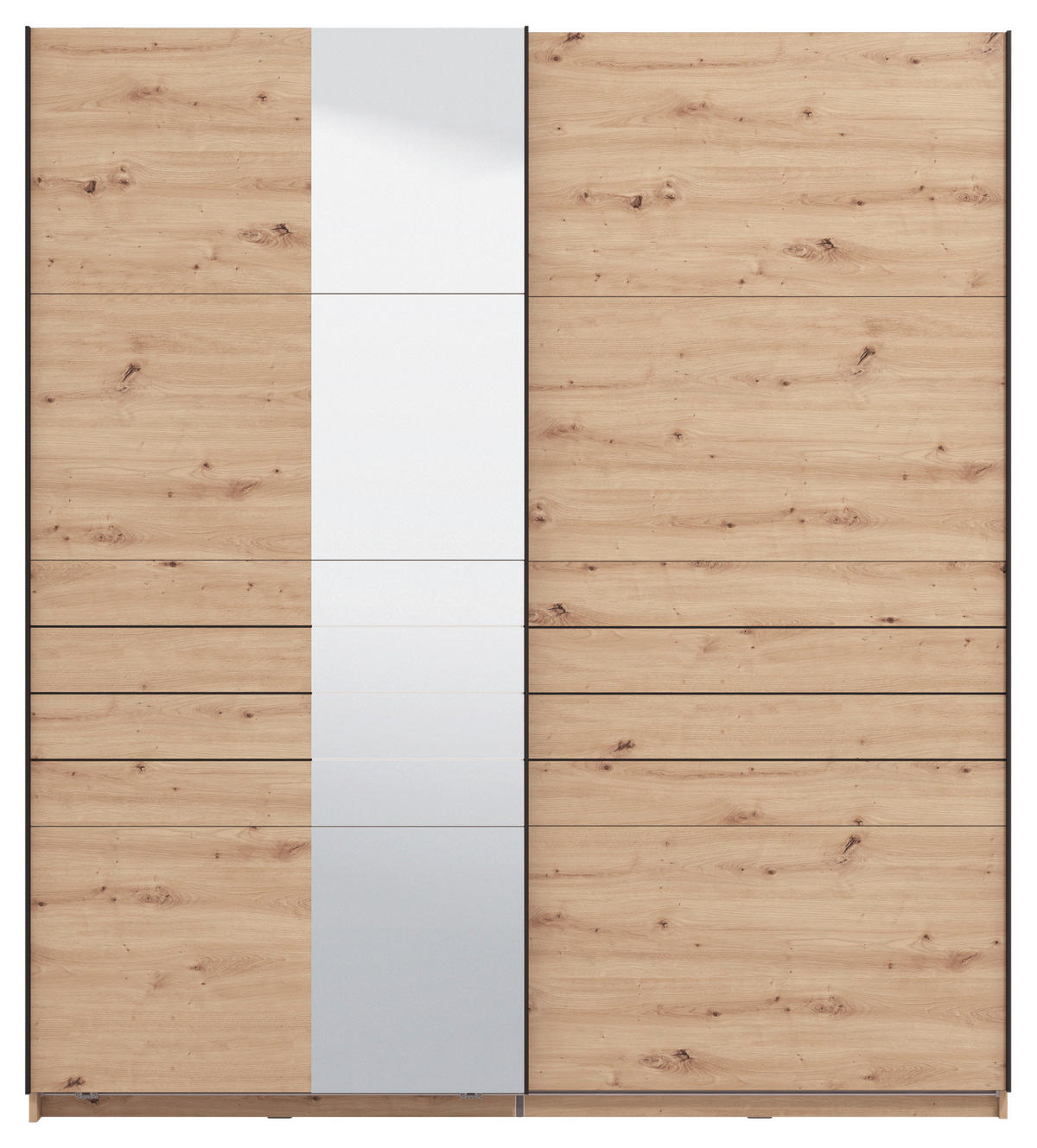 SKRIŇA S POS. DVER. – HOR.VED, dub artisan, 195/217,5/61 cm - čierna/dub artisan, Basics, kov/kompozitné drevo (195/217,5/61cm) - Xora