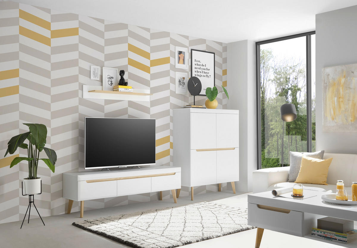 WOHNWAND 3-teilig  in Eichefarben, Weiß  287/170/40 cm  - Eichefarben/Weiß, Design, Holzwerkstoff (287/170/40cm) - MID.YOU