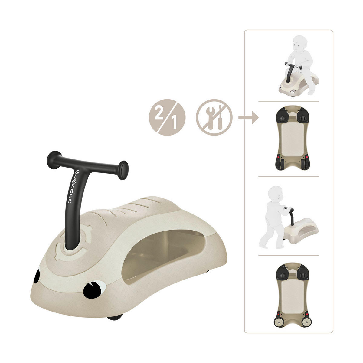 LAUFRAD WALK N' ROLL 2in1 ECO  - Perlmutt, Basics, Kunststoff (48,5/27/42cm) - GLOBBER