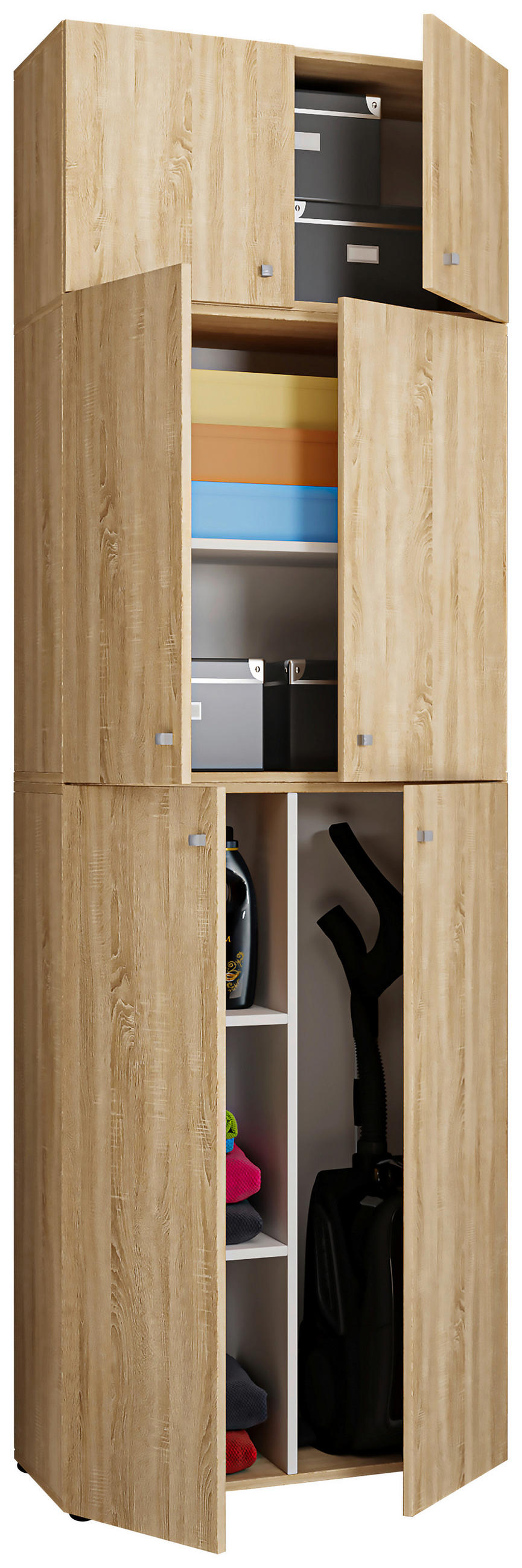 MEHRZWECKSCHRANK 70/223/39 cm  - Schwarz/Grau, MODERN, Holzwerkstoff/Kunststoff (70/223/39cm) - MID.YOU