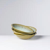 SUPPENTELLERSET FLUSSUFER 4-teilig  - Grün, Basics, Keramik (22/5,5cm) - Gipfelstück