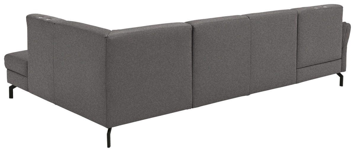 WOHNLANDSCHAFT Flachgewebe Dunkelbraun  - Dunkelbraun/Schwarz, Konventionell, Textil/Metall (170/307/190cm) - Beldomo Comfort