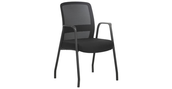 ARMLEHNSTUHL in Eisen Netzbespannung, Webstoff matt - Schwarz, MODERN, Kunststoff/Textil (55/88,5/57cm) - Xora