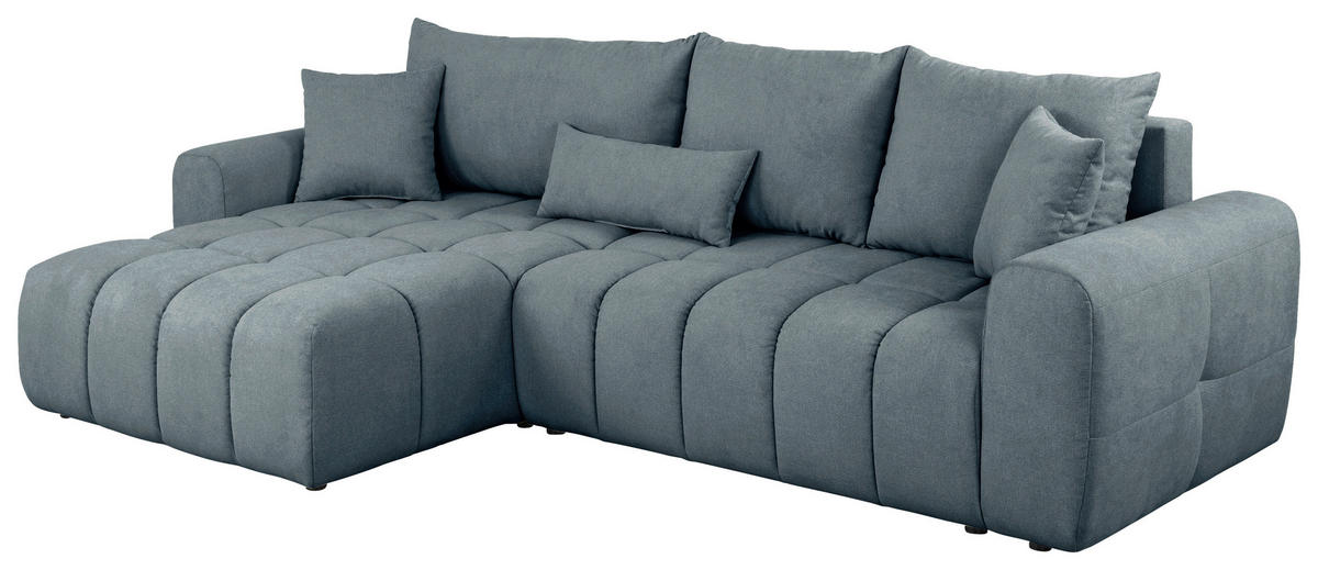 ECKSOFA in Velours Blau  - Blau/Schwarz, Konventionell, Kunststoff/Textil (168/298cm) - Carryhome