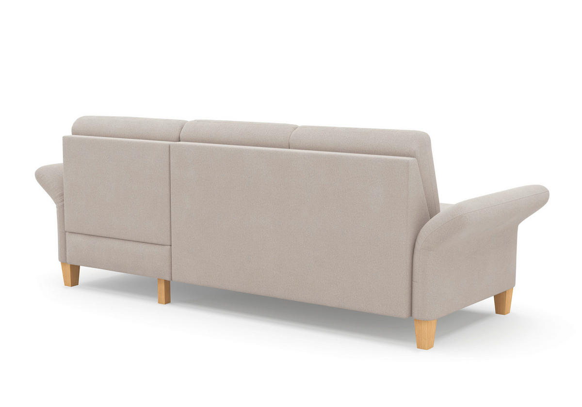 ECKSOFA ROCHELLE E Greige Flachgewebe  - Greige/Eichefarben, KONVENTIONELL, Holz/Textil (251/164cm) - Sit & More