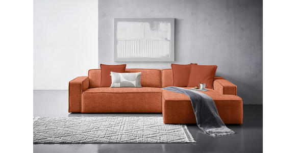 ECKSOFA in Chenille Rostfarben  - Rostfarben/Schwarz, KONVENTIONELL, Kunststoff/Textil (280/188cm) - Carryhome