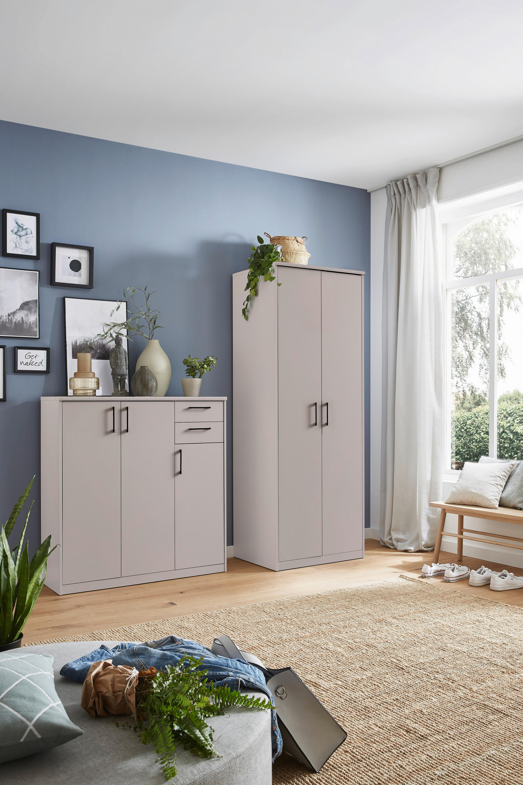 DREHTÜRENSCHRANK 72/194/54 cm,  in Kaschmir, 2-türig  - Kaschmir/Schwarz, Basics, Holzwerkstoff/Metall (72/194/54cm) - Xora