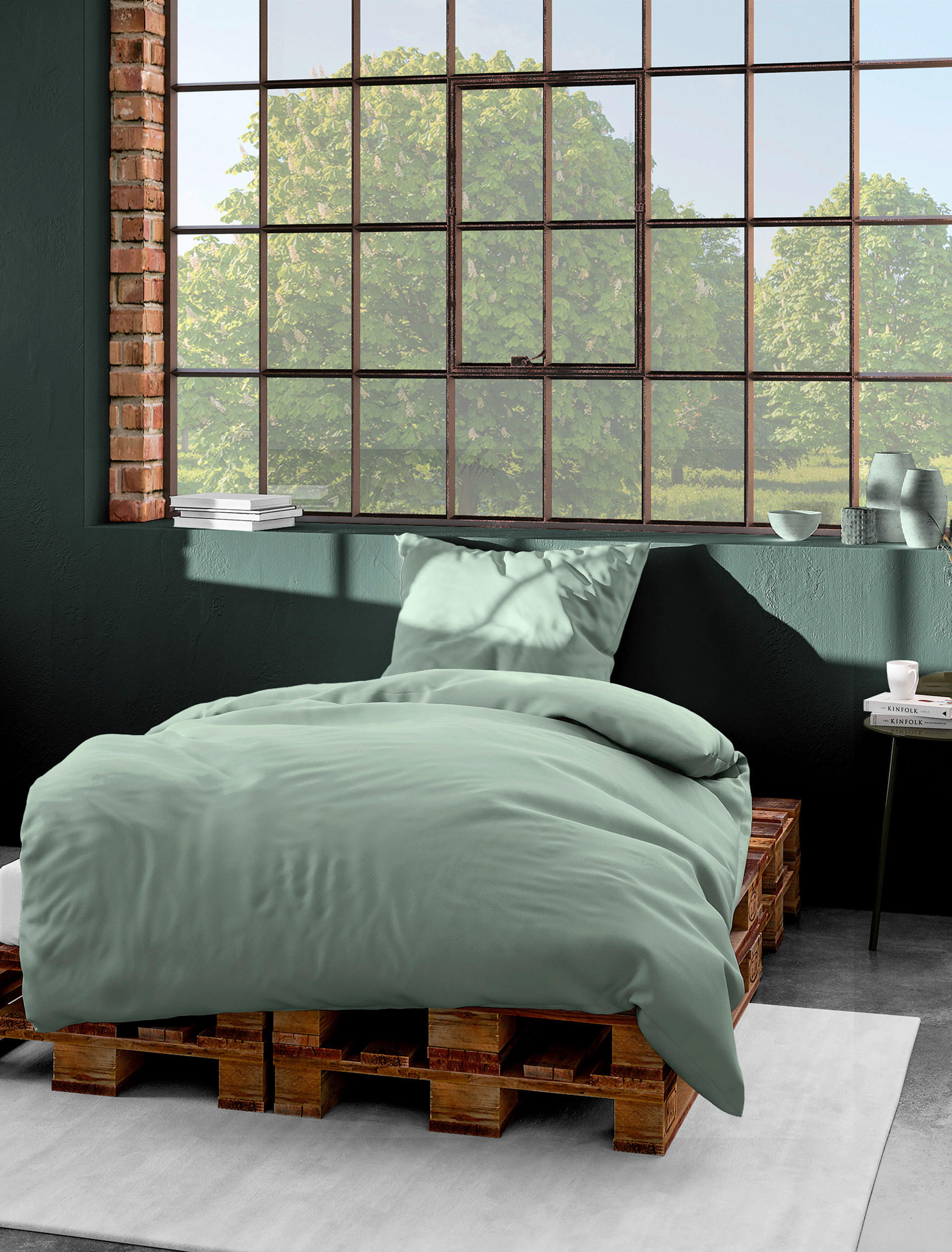 BETTWÄSCHE Makosatin 240/220 cm - Jadegrün, KONVENTIONELL, Textil (240/220cm) - Bierbaum