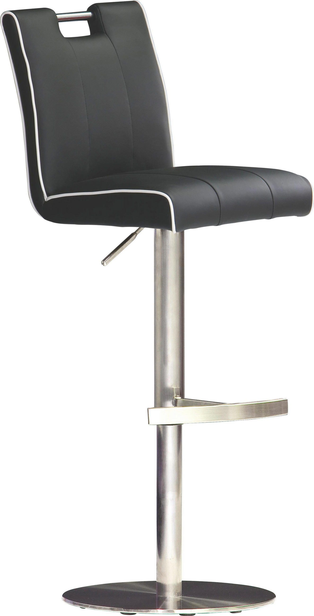 Barhocker in Metall, Textil Schwarz, Edelstahlfarben