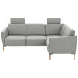 ECKSOFA  in Flachgewebe Grauweiß  238/186 cm  - Eichefarben/Grauweiß, Design, Holz/Textil (238/186cm) - Valnatura