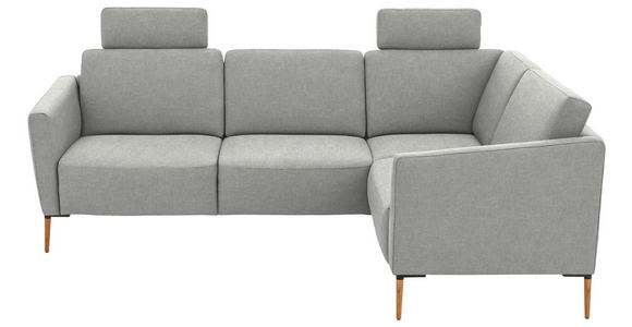 ECKSOFA  in Flachgewebe Grauweiß  238/186 cm  - Eichefarben/Grauweiß, Design, Holz/Textil (238/186cm) - Valnatura