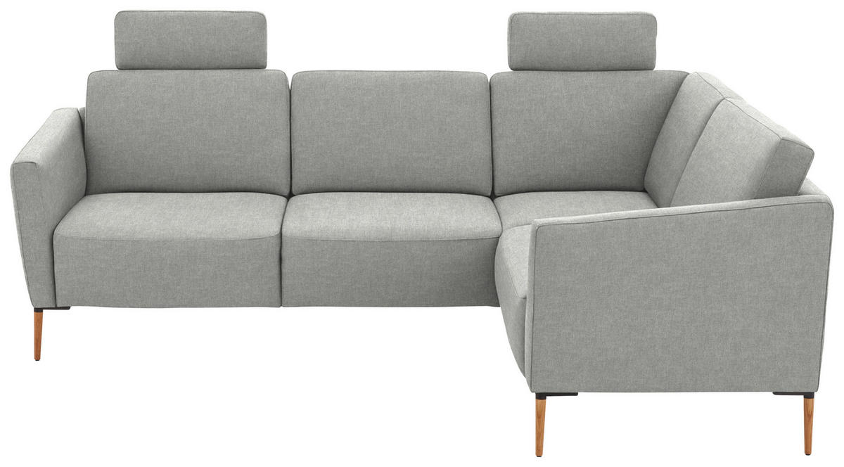 ECKSOFA  in Flachgewebe Grauweiß  238/186 cm  - Eichefarben/Grauweiß, Design, Holz/Textil (238/186cm) - Valnatura