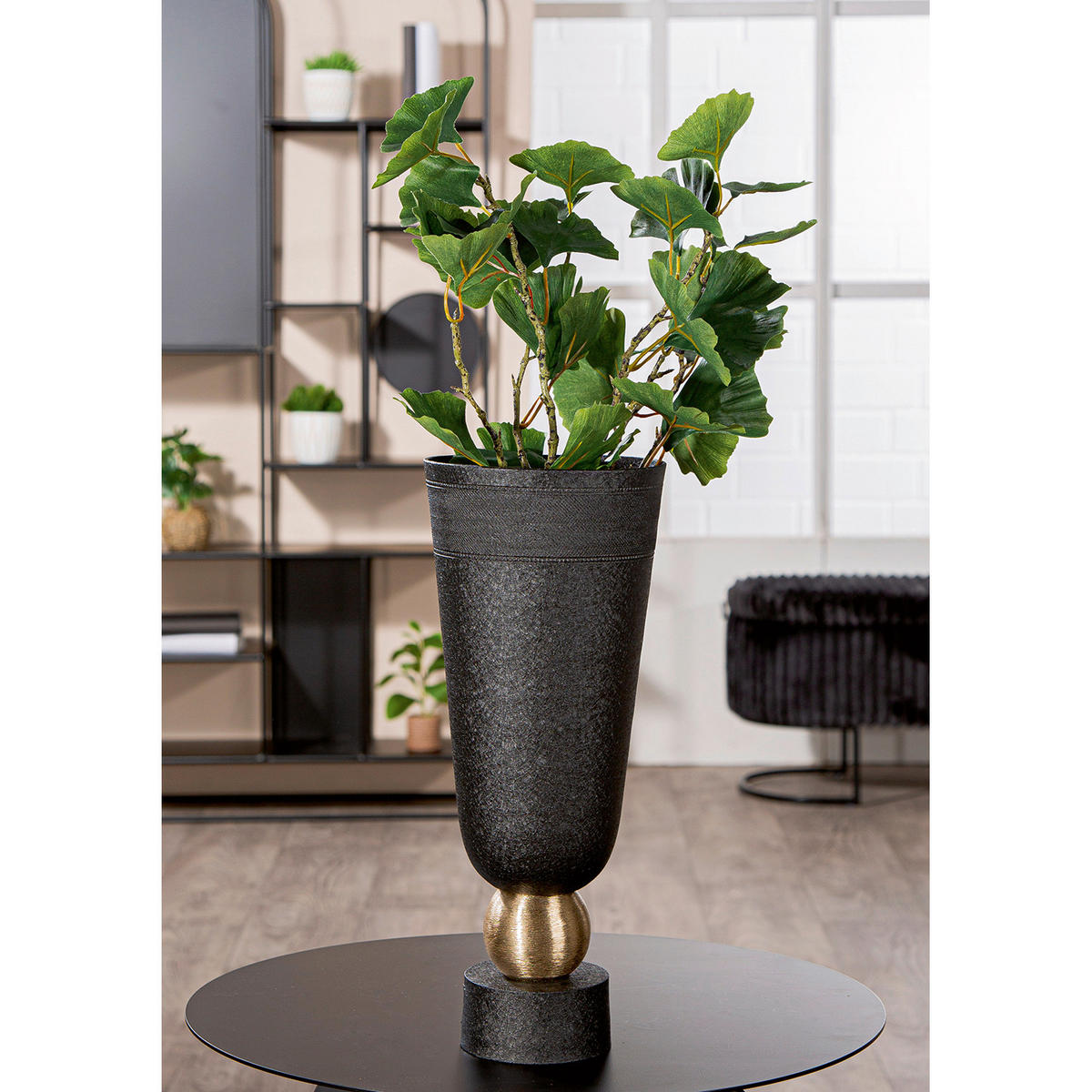 DEKOVASE  - Goldfarben/Schwarz, LIFESTYLE, Metall (16,5/40cm)