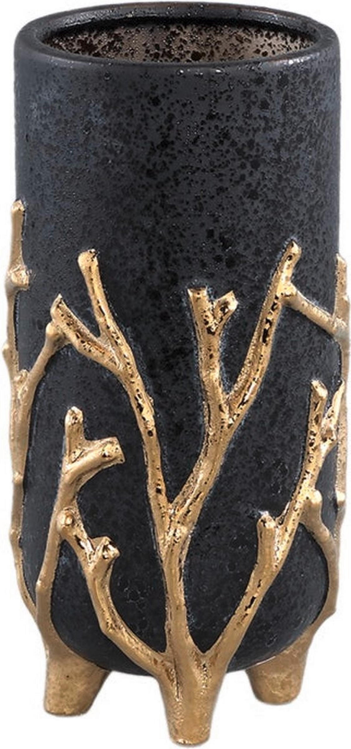 VAZA DEKORATIVNA     keramika  - zlatne boje/crna, Design, keramika (12/12/24.5cm)