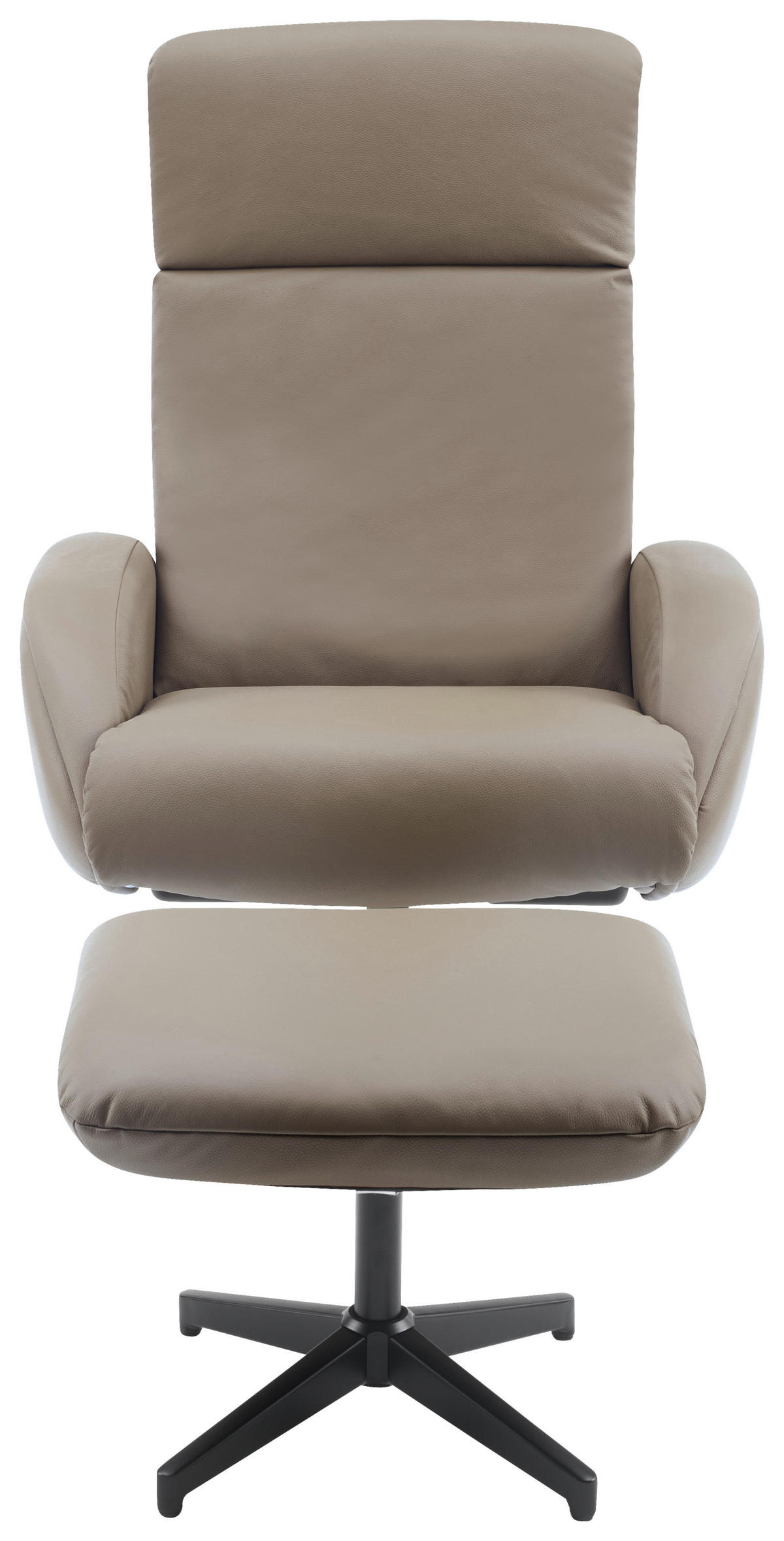 RELAXAČNÍ KŘESLO S TABURETEM, textil, kůže, šedohnědá - černá/šedohnědá, Design, kov/textil (77/107/75cm) - Livetastic