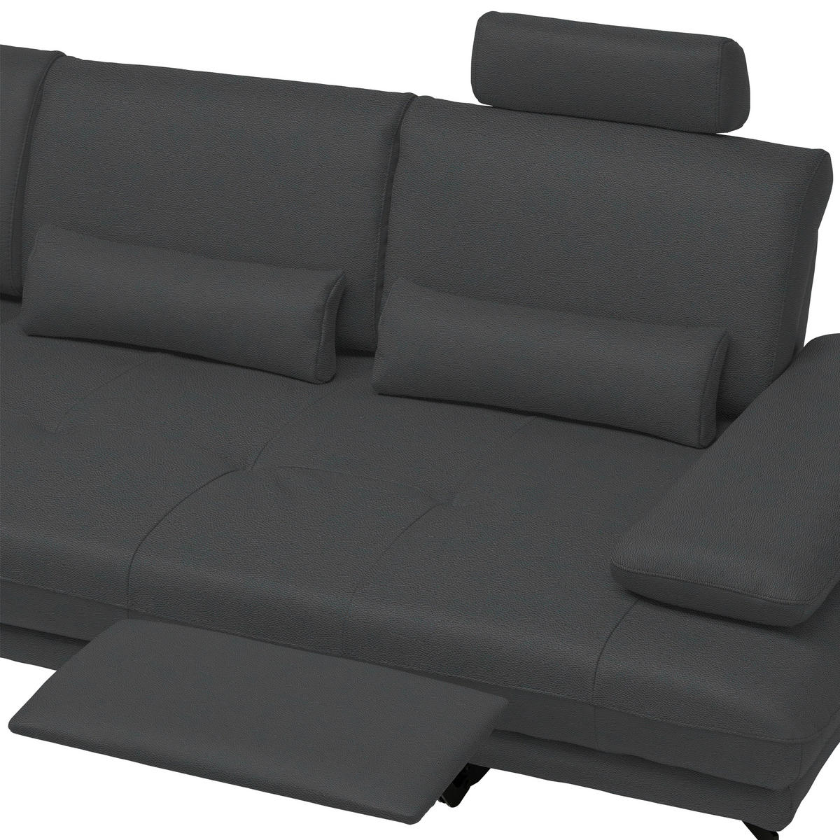 ECKSOFA Anthrazit Echtleder  - Anthrazit/Schwarz, Design, Leder/Metall (187/273cm) - Celina Home