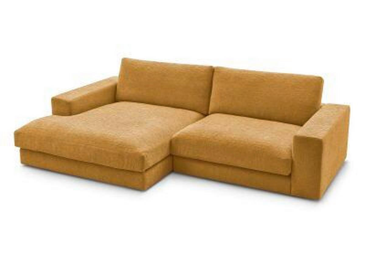 ECKSOFA Ottomane links  LEONARD  Gelb Struktur  - Gelb/Schwarz, MODERN, Kunststoff/Textil (159/274cm)