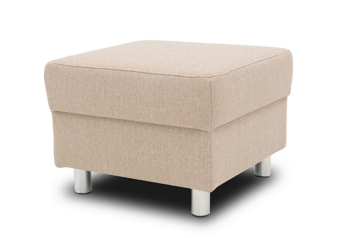 HOCKER in Textil Beige  - Chromfarben/Beige, KONVENTIONELL, Textil/Metall (54/40/54cm) - MID.YOU