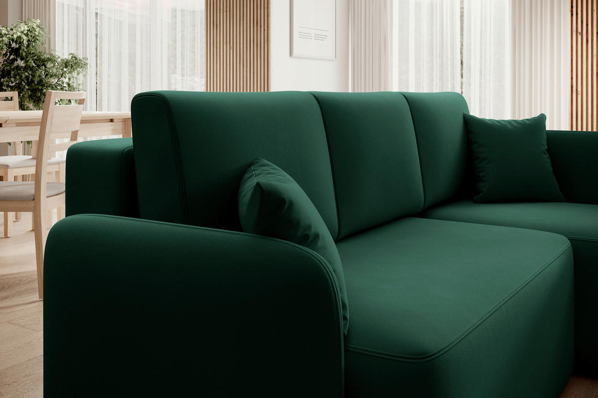 ECKSOFA in Plüsch Grün  206/150 cm  - Schwarz/Grün, Design, Kunststoff/Textil (206/150cm) - MID.YOU